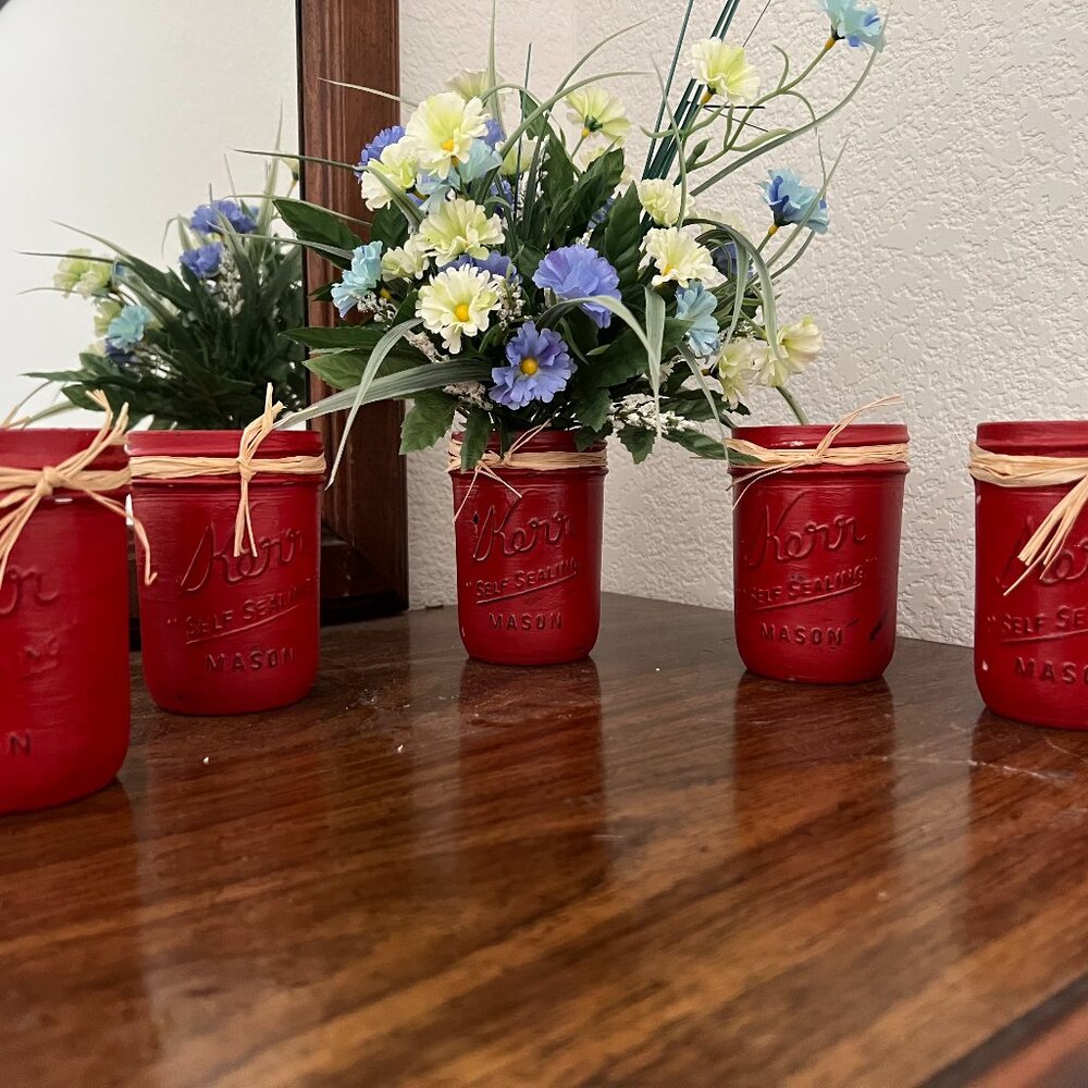 HAND PAINTED KERR MASON JAR DÉCOR  set of 5